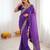 Purple Color Thread & Sequins Embroidery With Badhani Print Work Faux Georgette Saree