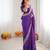Purple Color Thread & Sequins Embroidery With Badhani Print Work Faux Georgette Saree