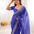 Navy Blue Color Thread & Sequins Embroidery With Badhani Print Work Faux Georgette Saree