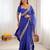 Navy Blue Color Thread & Sequins Embroidery With Badhani Print Work Faux Georgette Saree