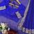 Navy Blue Color Thread & Sequins Embroidery With Badhani Print Work Faux Georgette Saree