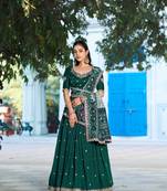Navyblue Vichitra Silk Embroidered Work Wedding Lehenga Choli