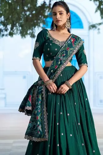 Navyblue Vichitra Silk Embroidered Work Wedding Lehenga Choli