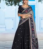 Navyblue Vichitra Silk Embroidered Work Wedding Lehenga Choli