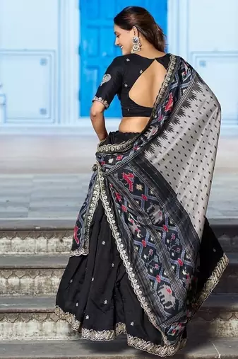 Navyblue Vichitra Silk Embroidered Work Wedding Lehenga Choli