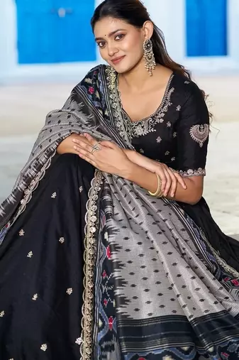 Navyblue Vichitra Silk Embroidered Work Wedding Lehenga Choli