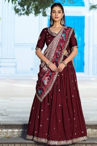 Navyblue Vichitra Silk Embroidered Work Wedding Lehenga Choli