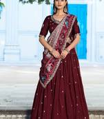 Navyblue Vichitra Silk Embroidered Work Wedding Lehenga Choli