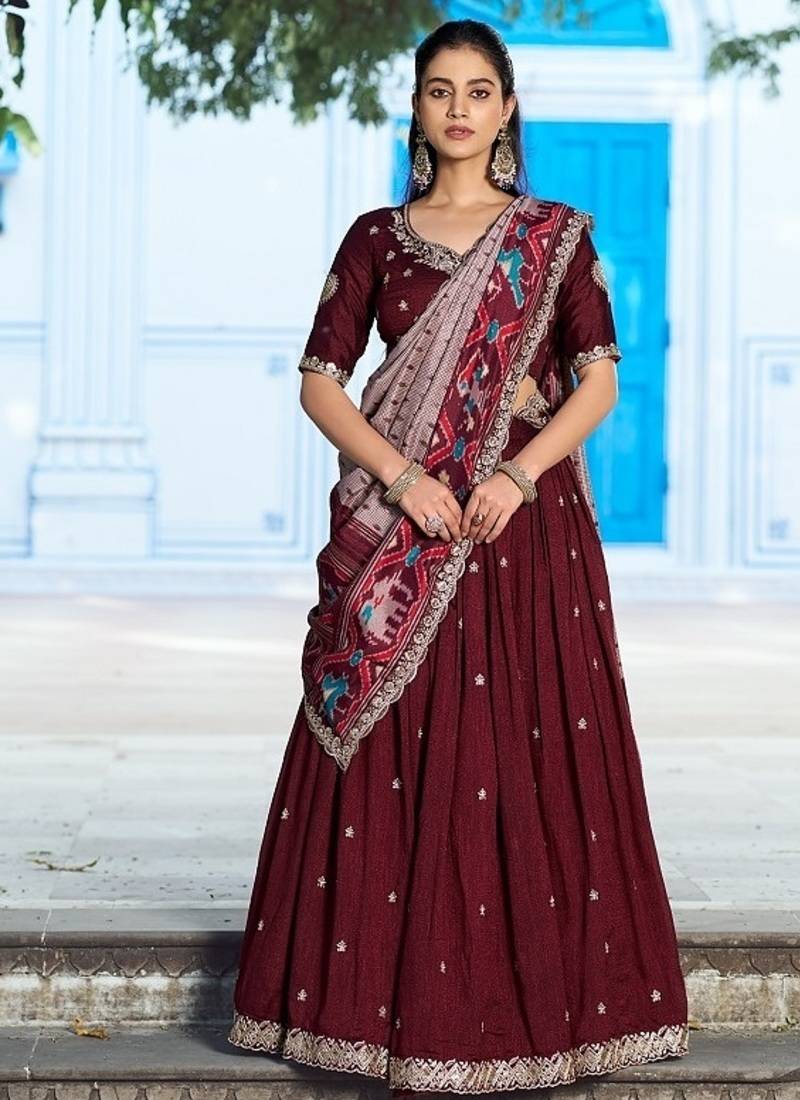 Navyblue Vichitra Silk Embroidered Work Wedding Lehenga Choli