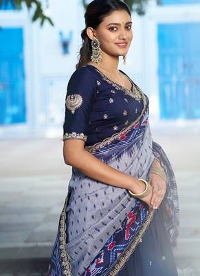 Navyblue Vichitra Silk Embroidered Work Wedding Lehenga Choli 3