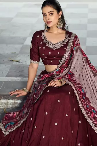 Navyblue Vichitra Silk Embroidered Work Wedding Lehenga Choli