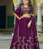Wine Rangoli Silk Embroidered Work Wedding Lehenga Choli