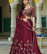 Maroon Rangoli Silk Embroidered Work Wedding Lehenga Choli