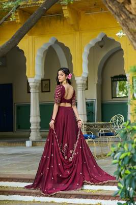 Maroon Rangoli Silk Embroidered Work Wedding Lehenga Choli 2