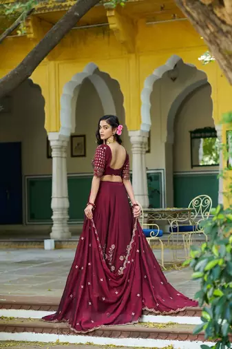 Maroon Rangoli Silk Embroidered Work Wedding Lehenga Choli
