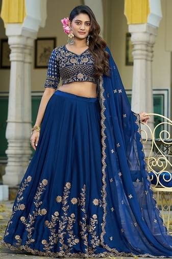 Navyblue Rangoli Silk Embroidered Work Wedding Lehenga Choli