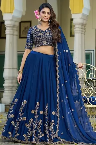 Navyblue Rangoli Silk Embroidered Work Wedding Lehenga Choli