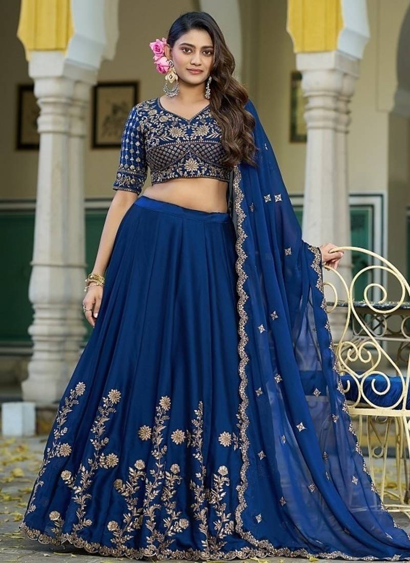 Navyblue Rangoli Silk Embroidered Work Wedding Lehenga Choli