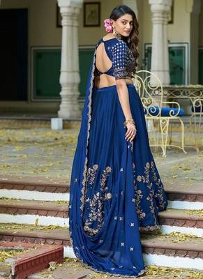 Navyblue Rangoli Silk Embroidered Work Wedding Lehenga Choli 2