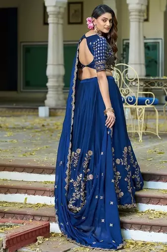 Navyblue Rangoli Silk Embroidered Work Wedding Lehenga Choli