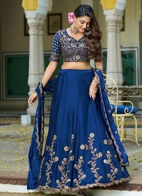 Navyblue Rangoli Silk Embroidered Work Wedding Lehenga Choli 3