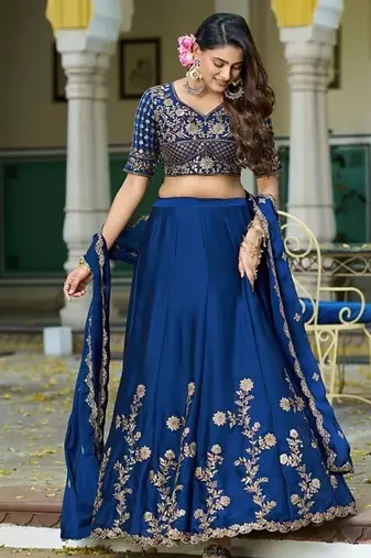 Navyblue Rangoli Silk Embroidered Work Wedding Lehenga Choli