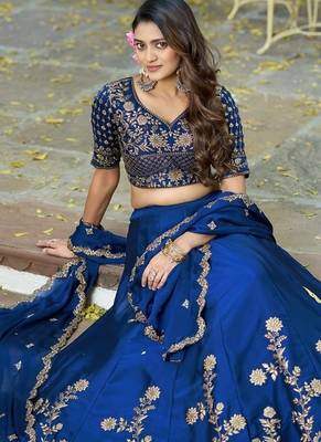 Navyblue Rangoli Silk Embroidered Work Wedding Lehenga Choli 4