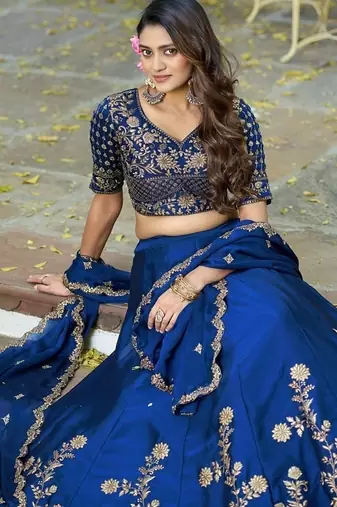 Navyblue Rangoli Silk Embroidered Work Wedding Lehenga Choli