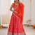 Orange Color Thread With Sequence Work Faux Georgette Lehenga Choli Set