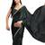 Black color fendy chiffon saree with running blouse