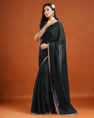 Black color fendy chiffon saree with running blouse 2