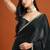 Black color fendy chiffon saree with running blouse