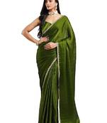 Mehendi green color fendy chiffon saree with running blouse