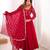 Red Color Embroidery With Sequence Work Crunchy Silk Gown Bottom Set