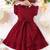 Wine red pleated solid georgette fit & flare girls dress