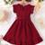 Wine red pleated solid georgette fit & flare girls dress