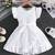 Wine white pleated solid georgette fit & flare girls dress