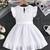 Wine white pleated solid georgette fit & flare girls dress