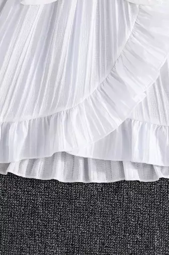 Wine white pleated solid georgette fit & flare girls dress