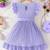Purple blue pleated solid georgette fit & flare girls dress