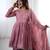 Onion Pink Color Real Mirror With Handwork Mal Chanderi Kurti Sharara Set