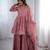 Onion Pink Color Real Mirror With Handwork Mal Chanderi Kurti Sharara Set