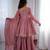 Onion Pink Color Real Mirror With Handwork Mal Chanderi Kurti Sharara Set