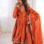 Orange Color Real Mirror With Handwork Mal Chanderi Kurti Sharara Set