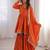 Orange Color Real Mirror With Handwork Mal Chanderi Kurti Sharara Set