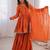Orange Color Real Mirror With Handwork Mal Chanderi Kurti Sharara Set