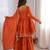 Orange Color Real Mirror With Handwork Mal Chanderi Kurti Sharara Set