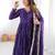 Purple Color Real Mirror Work With Handwork mal Chanderi Gown Set