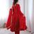 Red Color Real Mirror Work With Handwork mal Chanderi Gown Set
