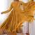 Yellow Color Real Mirror Work With Handwork mal Chanderi Gown Set